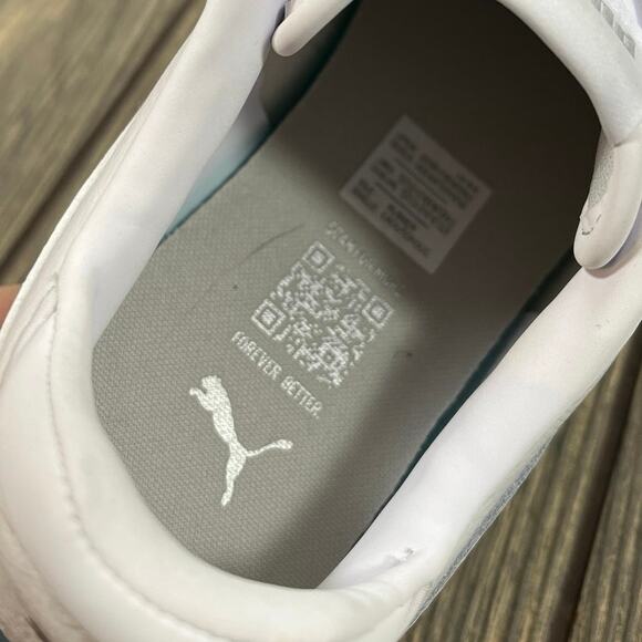 PUMA Women Carina Street Iced Platform Leather Sneaker Shoes 8 White Blue Silver - Picture 3 of 8